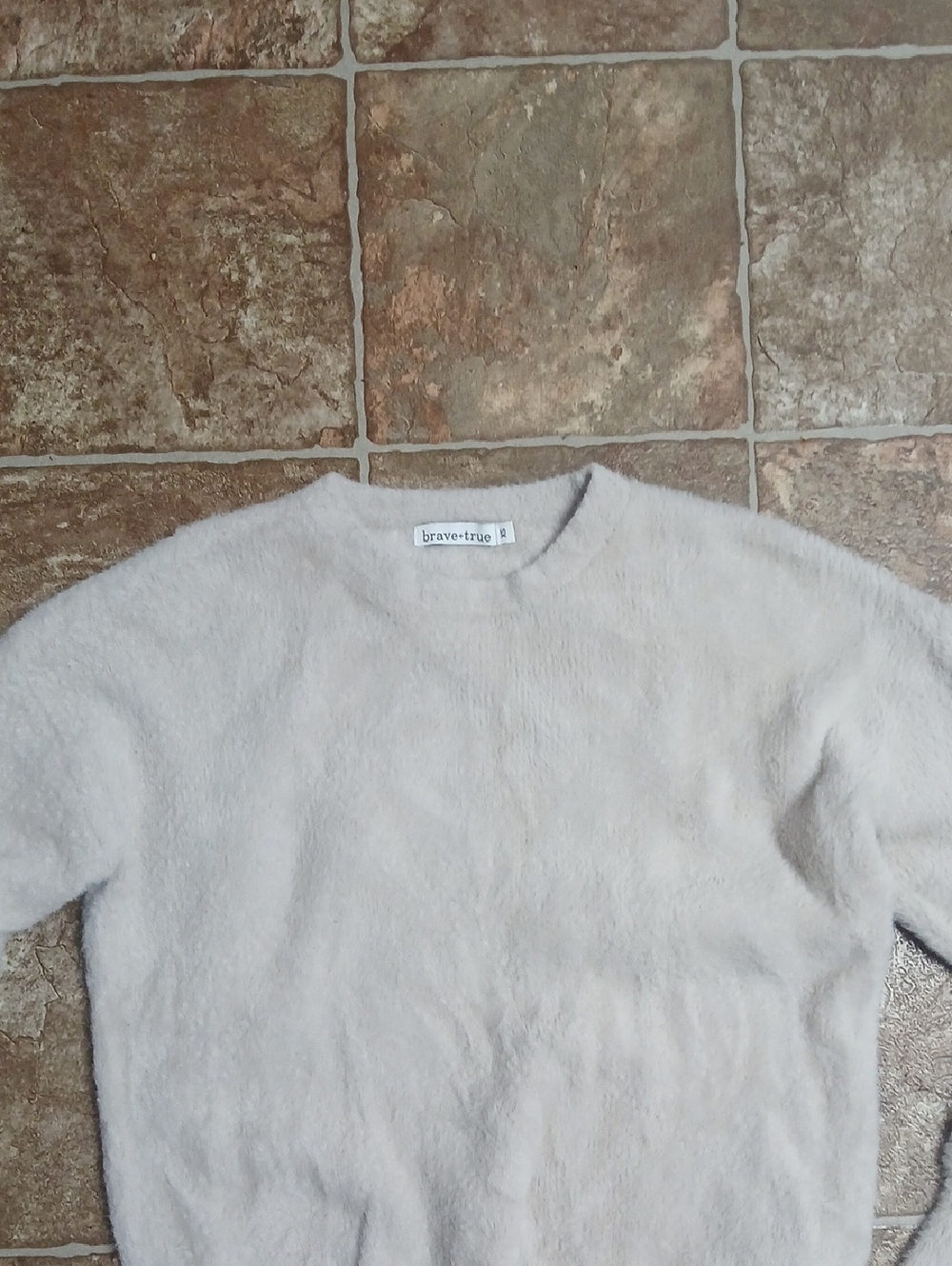 Brave+true Faux Cashmere Crewneck Sweater in Cream - Picture 2 of 7